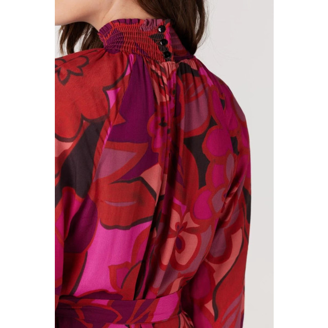 Jansen Amsterdam Wfp598 dress print with smocked turtle multi fuchsia wfp598 large