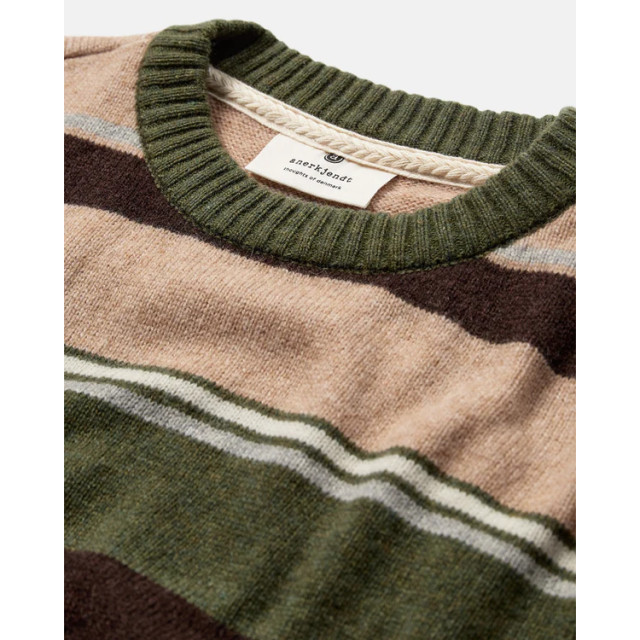 Anerkjendt Aksune jac stripe lambswool knit forest night 900924 large