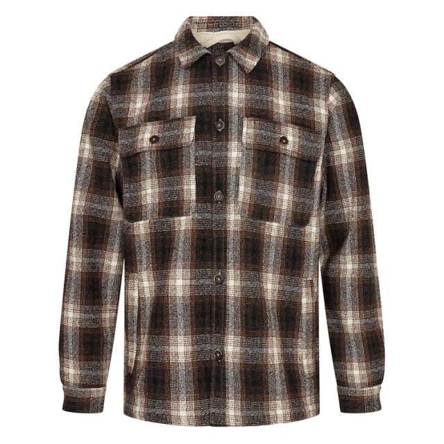 Anerkjendt Aklion heavy check overshirt chocolate brown 901248 large