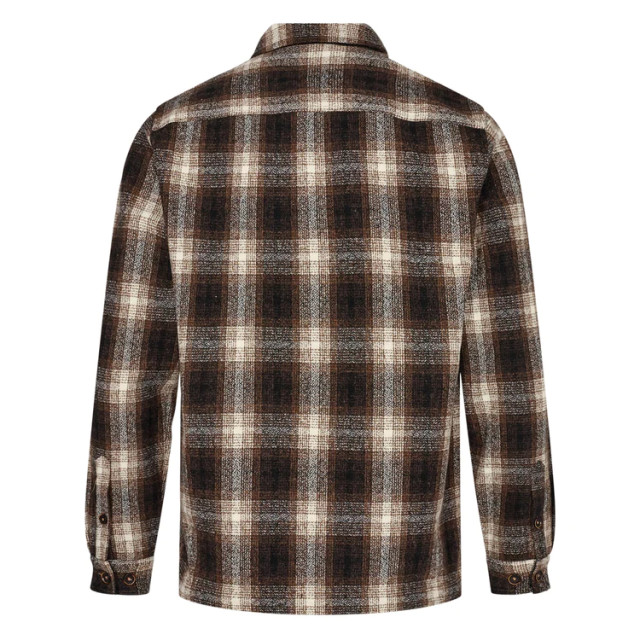 Anerkjendt Aklion heavy check overshirt chocolate brown 901248 large