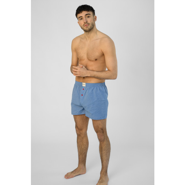 Phil & Co 2-pack wijde boxershorts heren effen blauw / geblokt PH large