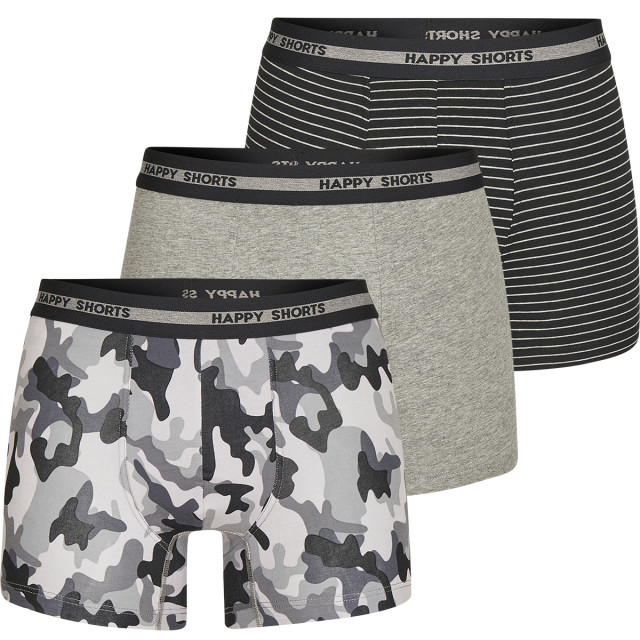 Happy Shorts 3-pack boxershorts heren camouflage print grijs HS-J-864 large