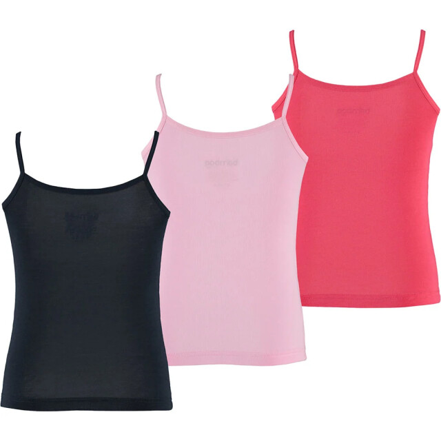 Apollo Meisjes bamboe singlet hemden 3-pack blauw roze rood spaghettibandjes onderhemd 163558001-004 large