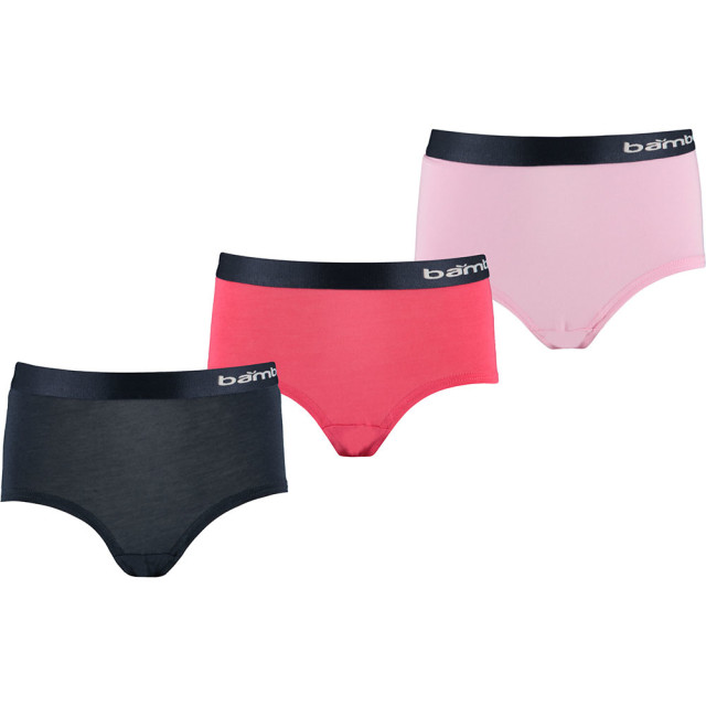 Apollo Meisjes bamboe hipster 3-pack zwart rood roze 163800000-004 large