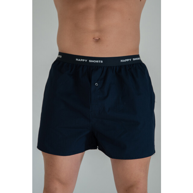 Happy Shorts 3-pack wijde boxershorts heren gestipt geblokt effen blauw HS-340 large