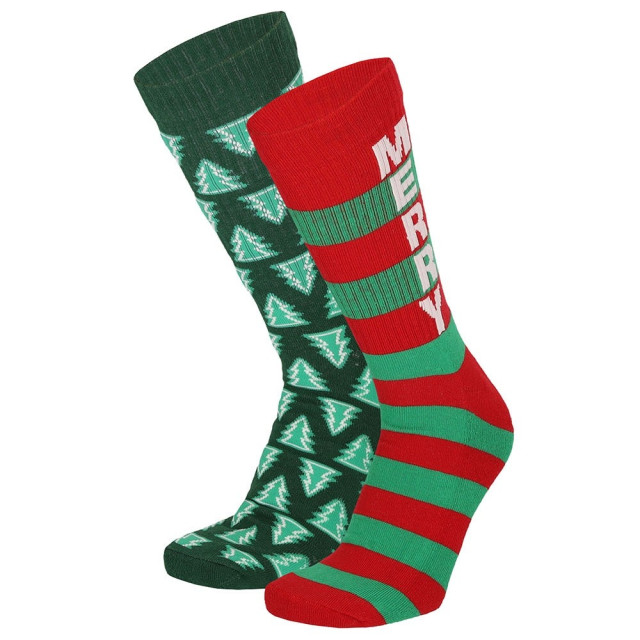 Apollo Kerstsokken heren dames green / rood sportsokken 2-pack 120994001A-41 large