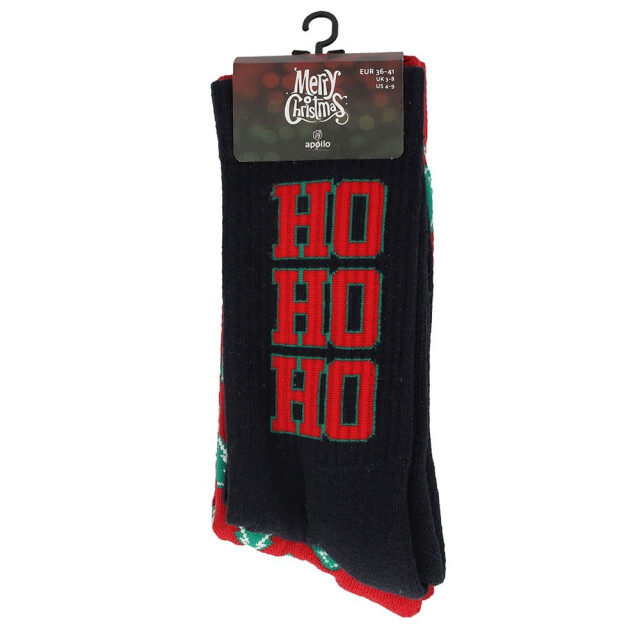 Apollo Kerstsokken heren dames navy / rood sportsokken 2-pack 120994001B-36 large
