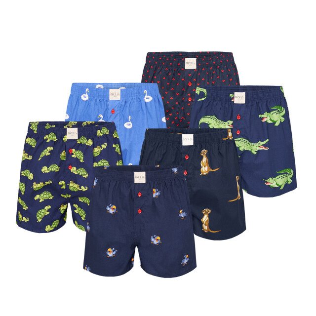 Phil & Co Geweven wijde boxershorts heren 6-pack multipack met print PH-724C large