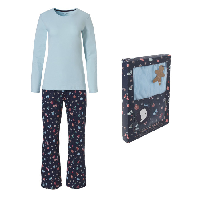 Happy Shorts Dames kerst pyjama set shirt licht + broek winter print giftbox HS-509 large