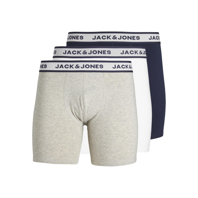 Jack & Jones Heren boxershort lange pijp jacsolid boxer briefs 3-pack grijs/wit/blauw 12229576 large