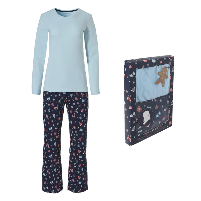 Happy Shorts Dames kerst pyjama set shirt licht + broek winter print giftbox HS-509 large