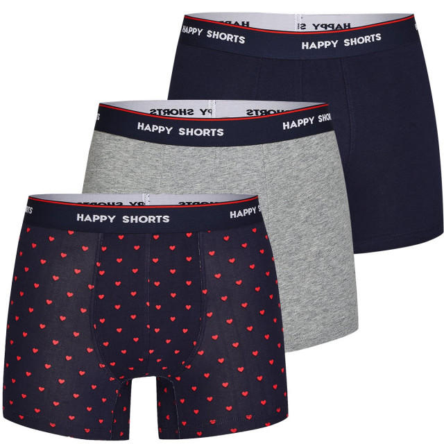 Happy Shorts 3-pack boxershorts heren d848 hartjes print blauw/grijs HS-J-848 large