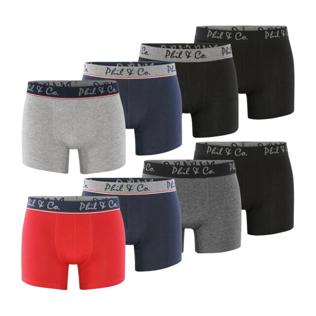 Phil & Co Boxershorts heren multipack 8-pack marine rood zwart antraciet HBOD-PH-33 large