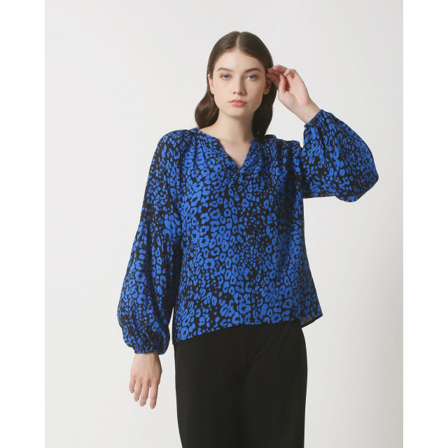 Smashed Lemon 23826 blauwe v-hals top met wijd uitlopende mouwen 23826-999-650 large