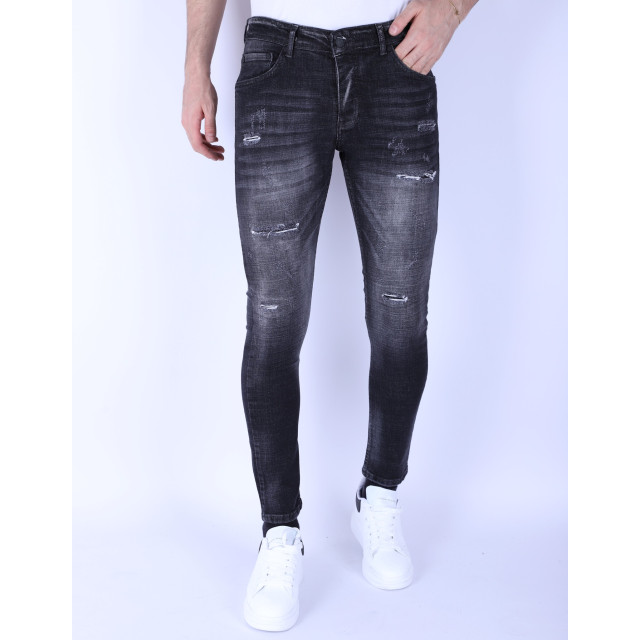 Local Fanatic Stonewash jeans slim fit met scheuren 1096 LF-DNM-1096 large