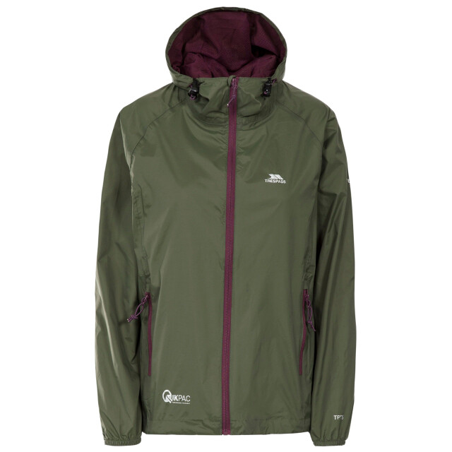 Trespass Dames qikpac waterdichte en opbergbare shell jas UTTP3379_moss large