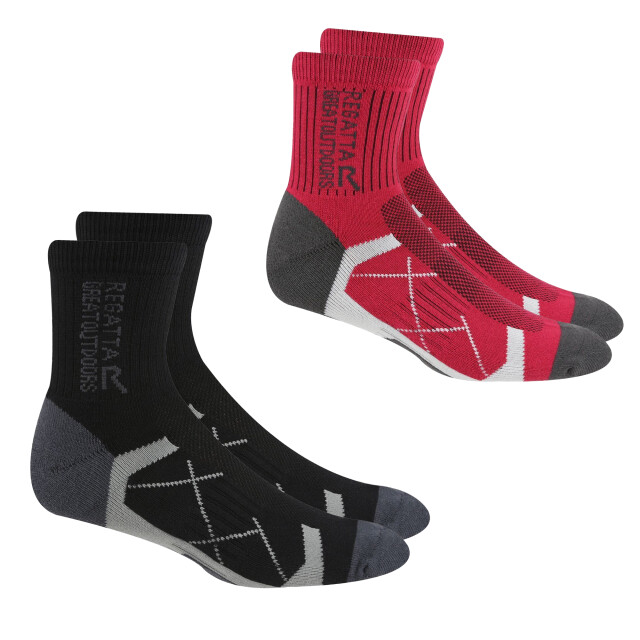 Regatta Dames outdoor laarzensokken (pak van 2) UTRG6076_blackcherrypink large