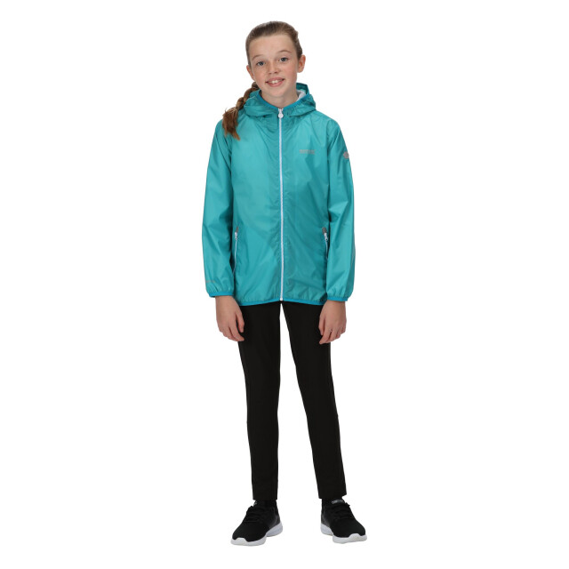 Regatta Groot buitenshuis kinderen/kinderen lever ii packaway rain jacket UTRG1885_turquoise large