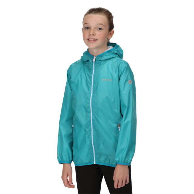 Regatta Groot buitenshuis kinderen/kinderen lever ii packaway rain jacket UTRG1885_turquoise large