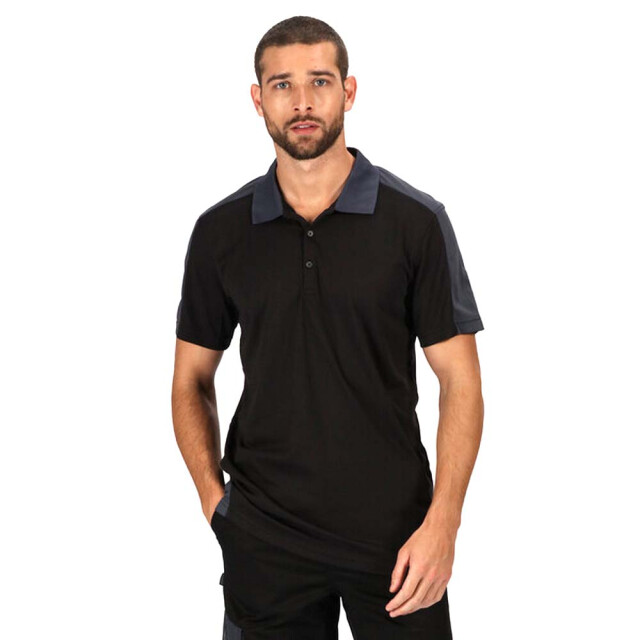 Regatta Herencontrast coolweave polo shirt UTRG3573_blacksealgrey large