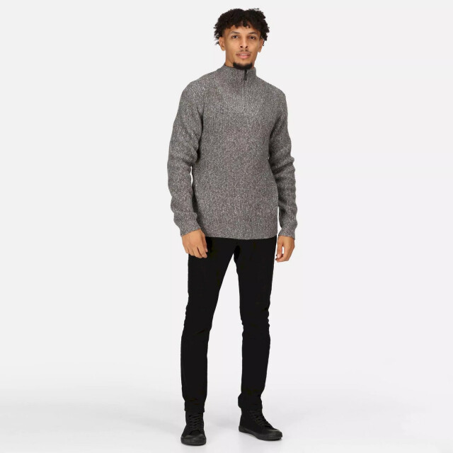 Regatta Heren kaison marl gebreide trui met halve rits UTRG8414_darkgrey large