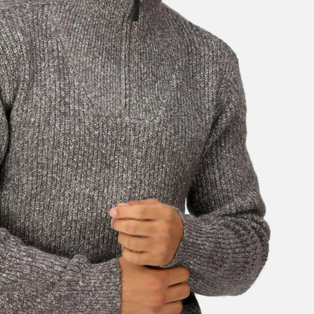 Regatta Heren kaison marl gebreide trui met halve rits UTRG8414_darkgrey large