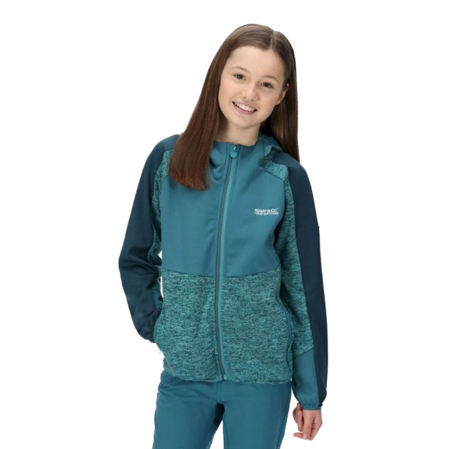 Regatta Childrens/kids dissolver vi marl fleece full zip hoodie UTRG7964_pagodabluedragonfly large