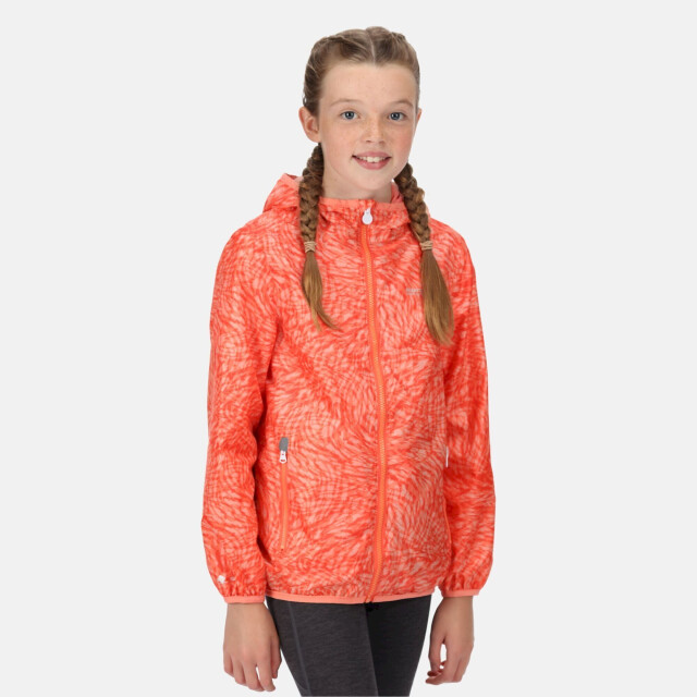 Regatta Kinder/kids lever animal print packaway waterdicht jasje UTRG7370_neonpeach large