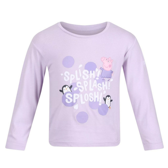 Regatta Kinderen/kinderen splish splosh peppa pig t-shirt met lange mouwen UTRG8064_pastellilac large