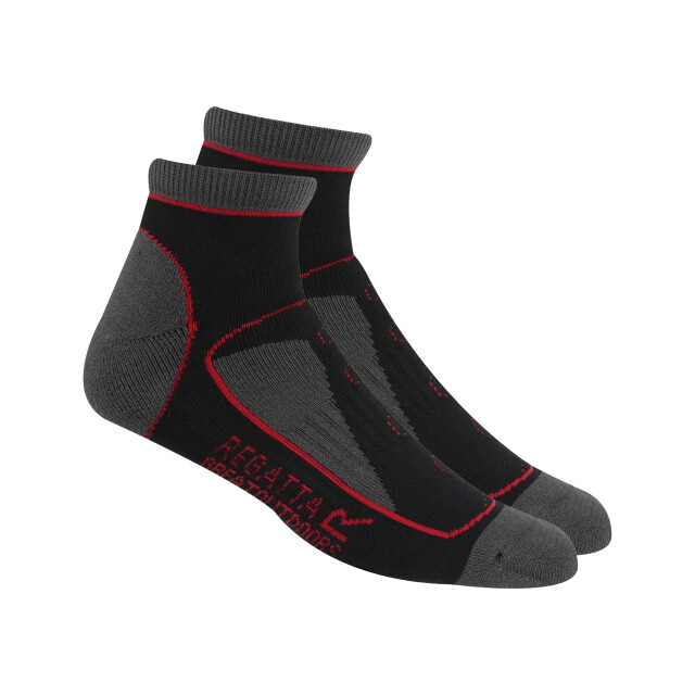 Regatta Dames samaris trail colour block enkelsokken (pak van 2) UTRG6286_blackcherrypink large