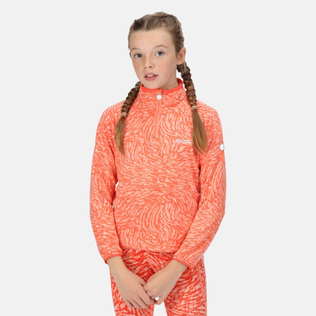 Regatta Childrens/kids highton animal print half zip fleece top UTRG7139_fusioncoral large