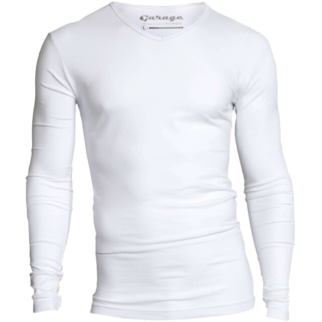 Garage Basis t-shirt v-hals lange mouw semi bodyfit 204-100 large