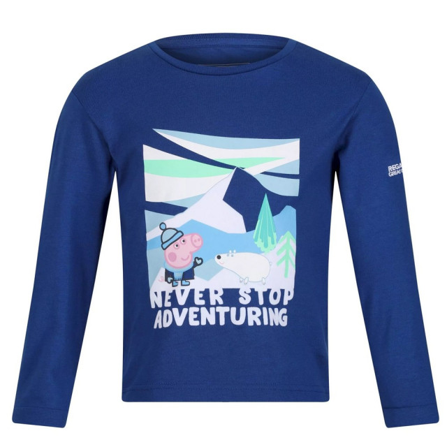 Regatta Kinderen/kinderen stop nooit met avonturieren peppa pig t-shirt met lange mouwen UTRG8065_spaceblue large