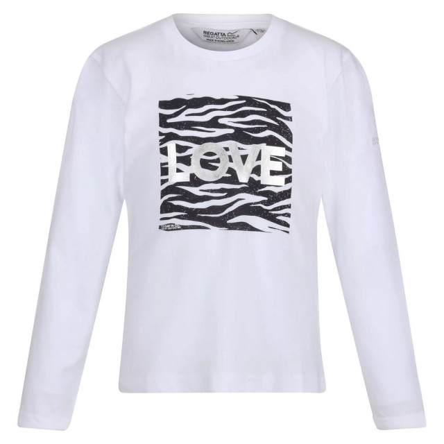 Regatta Kinder/kinder wenbie iii t-shirt met zebraprint en lange mouwen UTRG8067_white large