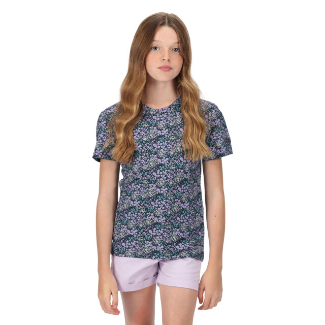 Regatta Kinderen/kinderen bosley v ditsy print t-shirt UTRG7330_navy large