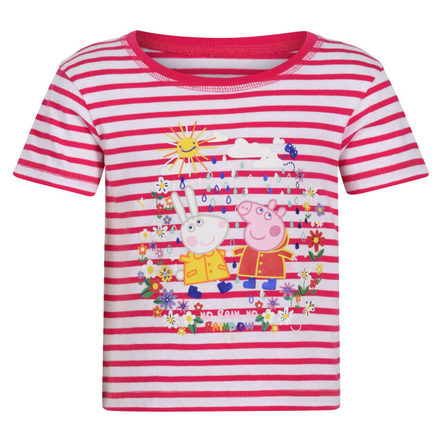 Regatta Kinderen/kinderen peppa pig stripe t-shirt UTRG7752_pinkfusionwhite large