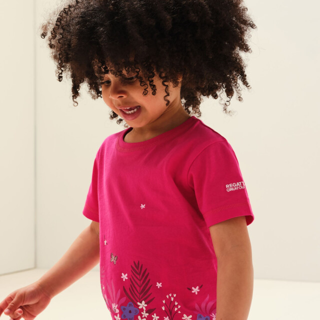 Regatta Childrens/kids peppa pig bloem t-shirt met korte mouwen UTRG7722_pinkfusion large