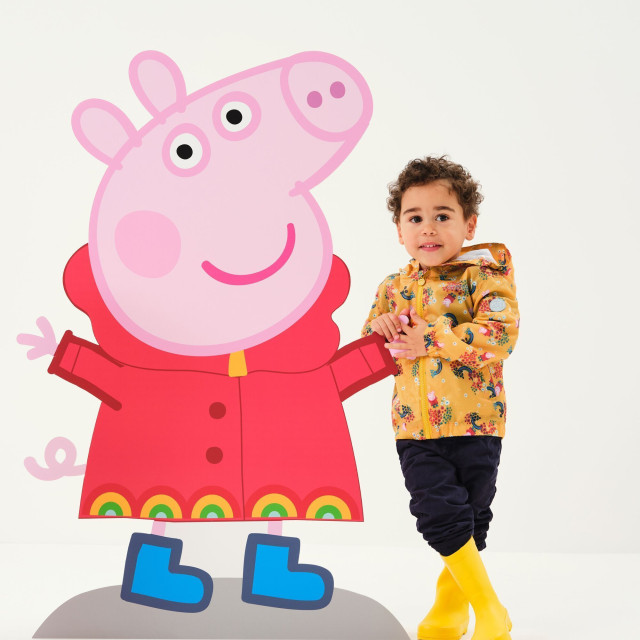 Regatta Muddy puddle peppa pig gebloemd waterdicht jasje voor kinderen/kinderen UTRG6271_glowlightyellow large