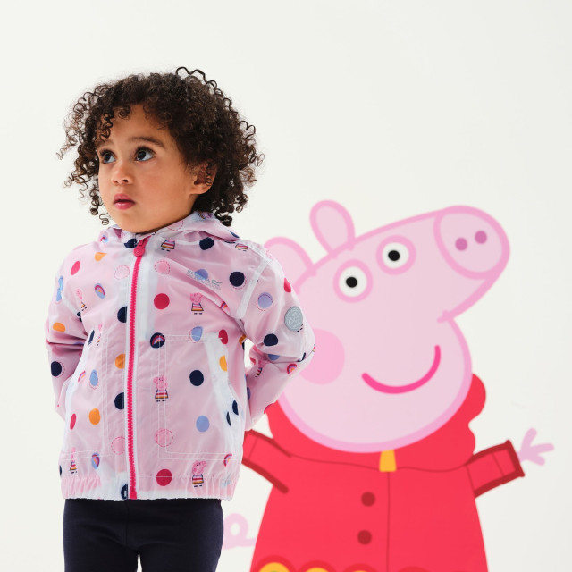 Regatta Kinder/kinderen peppa pig polka dot waterdichte jas met kap UTRG6273_lightpink large