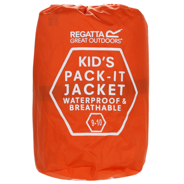 Regatta Groot buitenshuis kinderen/kinderen pakket it jasje iii waterdichte packaway zwart UTRG3209_blazeorange large