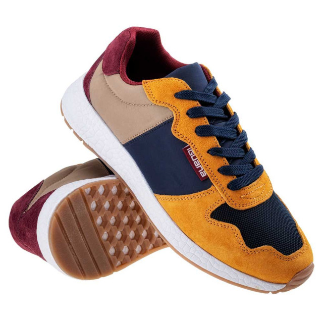 Iguana Kinderen/kinderen dervent leren trainers UTIG946_brownnavywine large