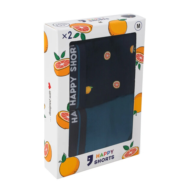 Happy Shorts 2-pack boxershorts met print heren grapefruit HS-J large