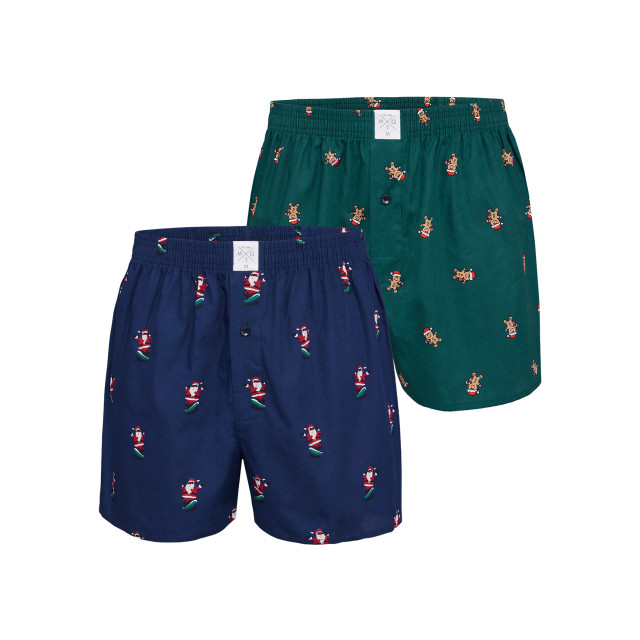 MG-1 Wijde kerst boxershorts heren groen / blauw 2-pack MG1-224A large