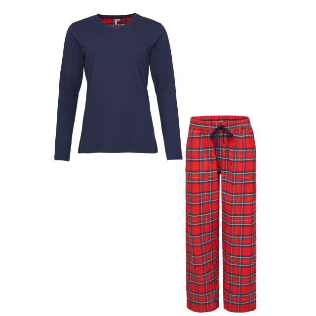 By Louise Dames pyjama set met flanellen pyjamabroek donker BL-226-02 large