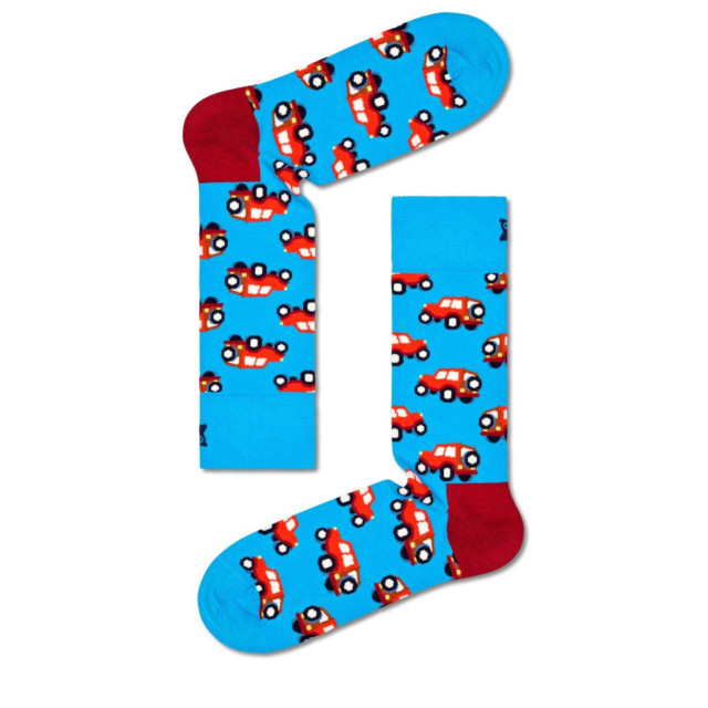 Happy Socks Blauwe sokken met autoprint printjes unisex P000045 SUV large