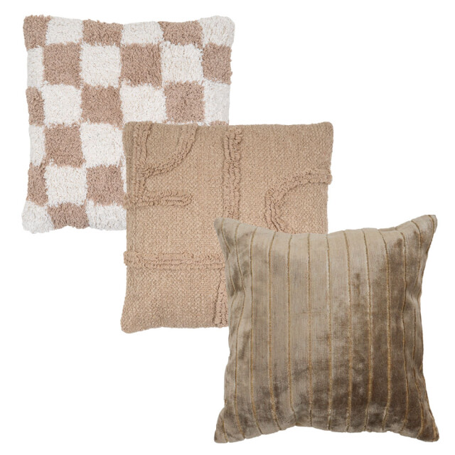 Home67 Kussen set van 3 chess, joya brown en juul green 2648964 large