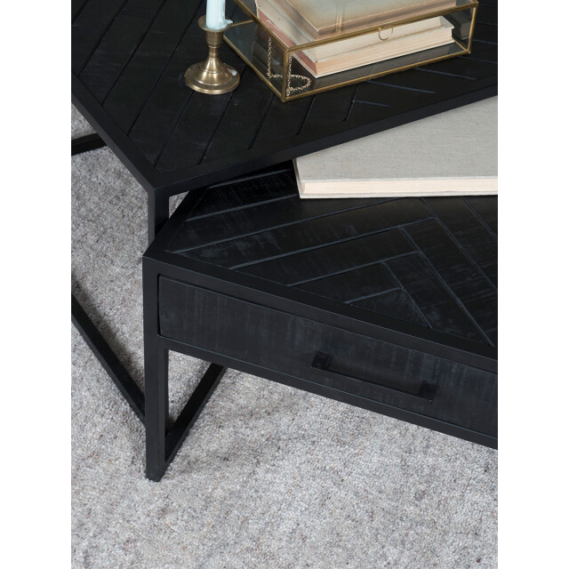 Home67 Salontafel ruby visgraat mangohout set van 2 2648746 large