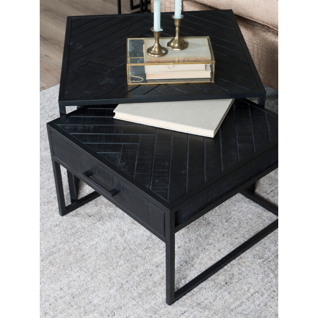Home67 Salontafel ruby visgraat mangohout set van 2 2648746 large