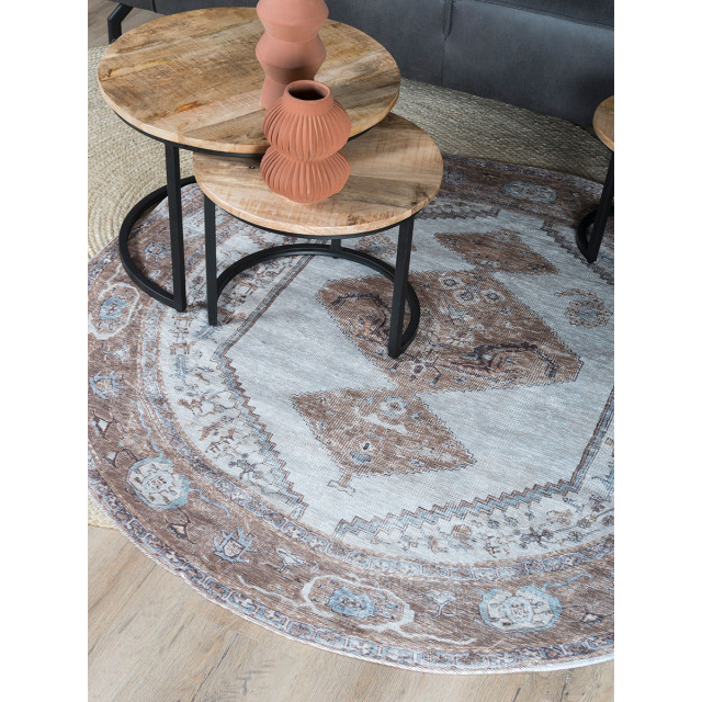 Veer Carpets Vloerkleed karaca brown 08 rond ø120 cm 2648184 large