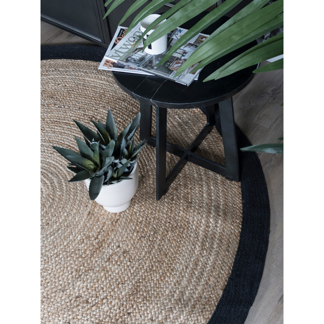 Home67 Vloerkleed jute rond naturel/zwart ø120 cm 2647984 large